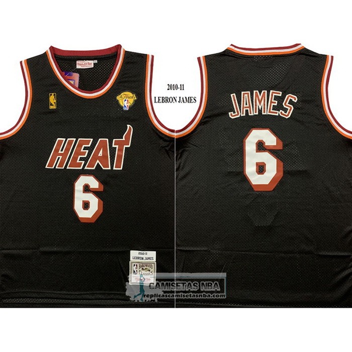 Camiseta Miami Heat LeBron James NO 6 Mitchell & Ness 2010-11 Negro